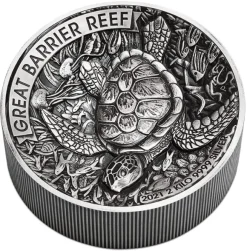 Great Barrier Reef 2 KG Silber Antik Finish 2021 +Box +COA*