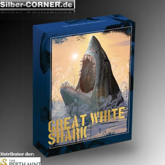 Great White Shark 1 Oz Gold High Relief + Box + COA