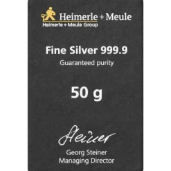 50 g Silberbarren Heimerle + Meule gegossen (keine Münzbarren)