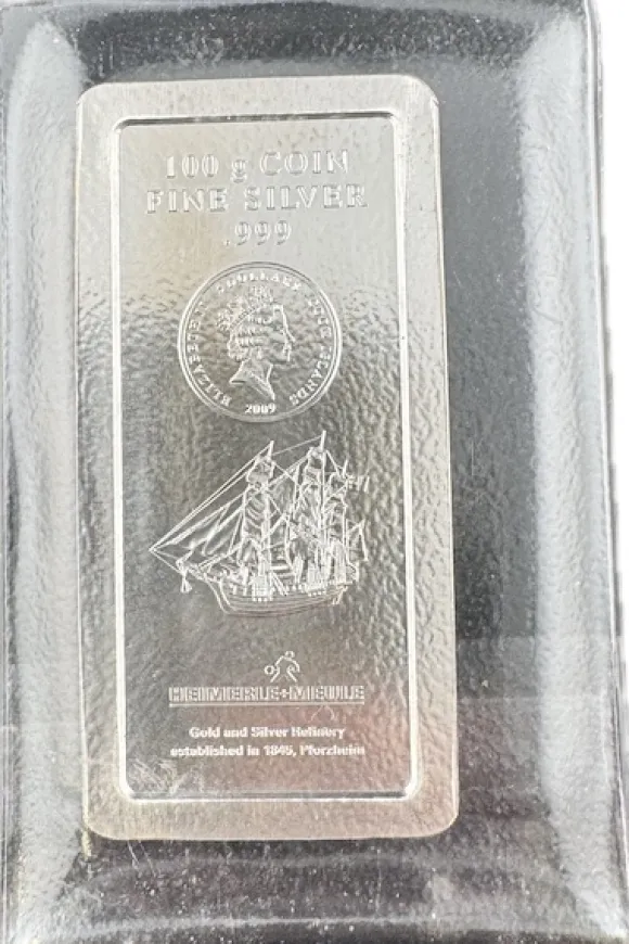 Heimerle + Meule 100 Gramm Silber Münzbarren Cook Island 5 CID*