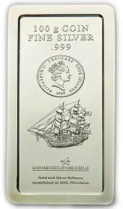 Heimerle + Meule 100 Gramm Silber Münzbarren Cook Island 5 CID*