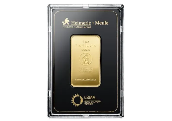 Heimerle + Meule 1 Oz Goldbarren geprägt