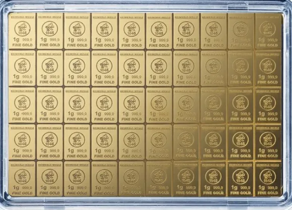 Heimerle + Meule 50 x 1 GrammCombiBar Goldtafelbarren