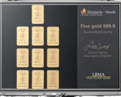 Heimerle & Meule 10 x 1/10 Oz Gold Unity Bar