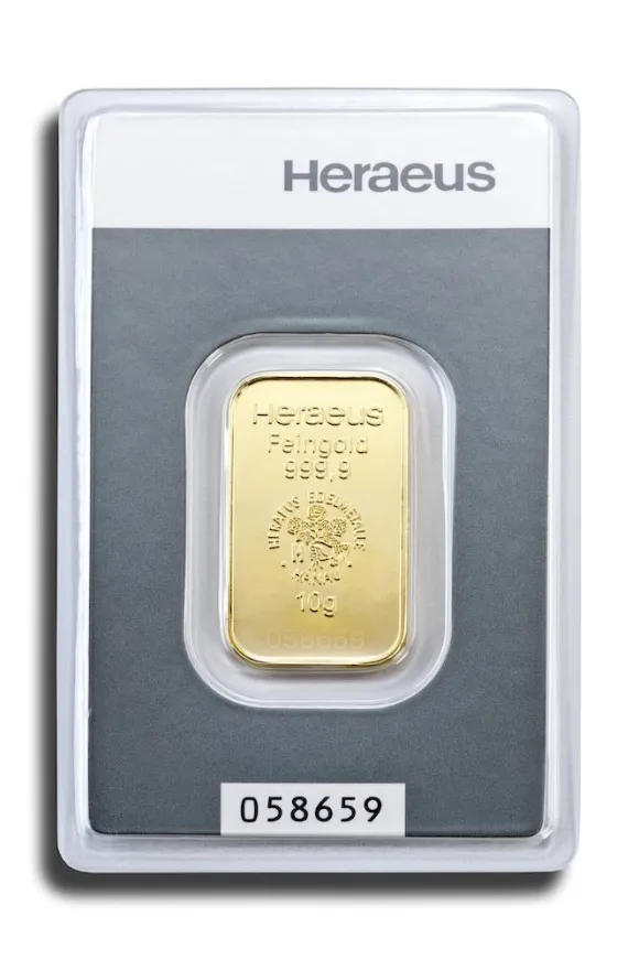 Heraeus 10 Gramm Goldbarren