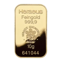 Heraeus 10 Gramm Goldbarren