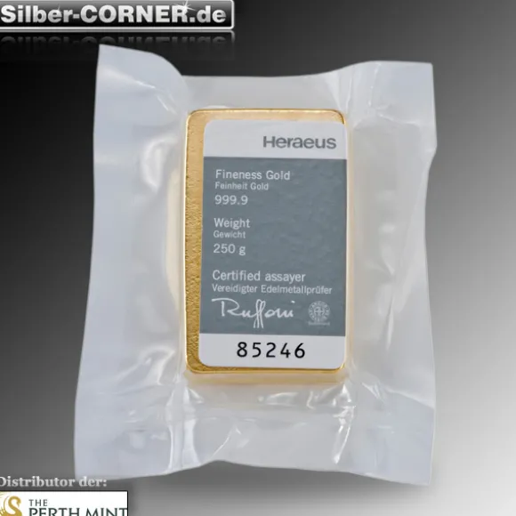Heraeus 250 Gramm Goldbarren