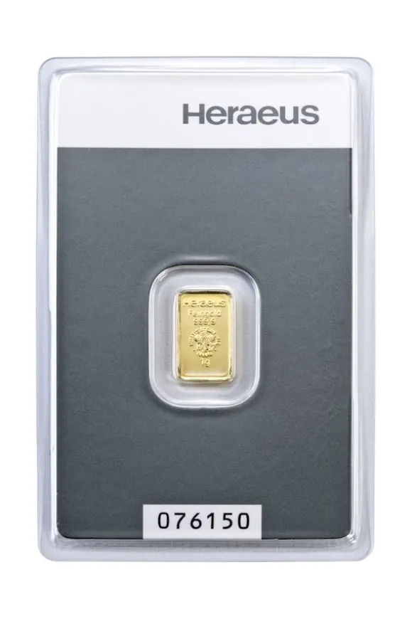 Heraeus 1 Gramm Goldbarren