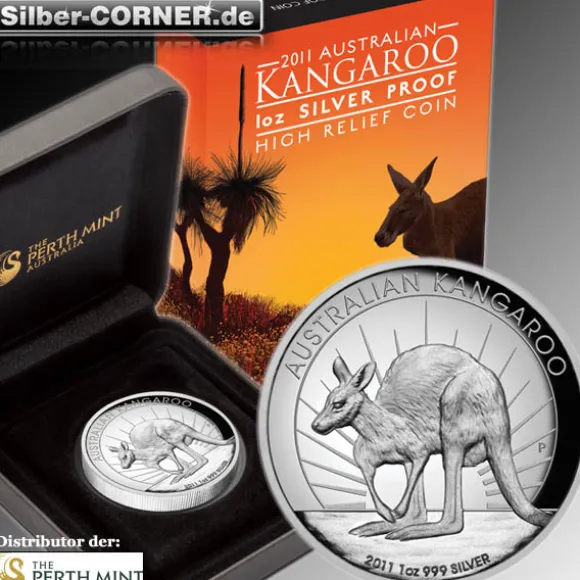 High Relief Kangaroo 2011 1 Oz Silber Proof*