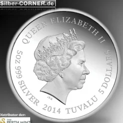 II.Wahl Karton eingerissen 450th Anniversary of Wiliam Shakespeare 5 Oz Silber Proof Coin *