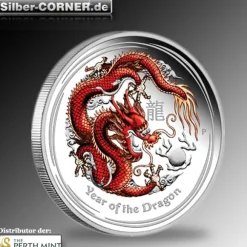 II Wahl Lunar II Drache 1/2 oz Silber farbig proof + Box +COA *