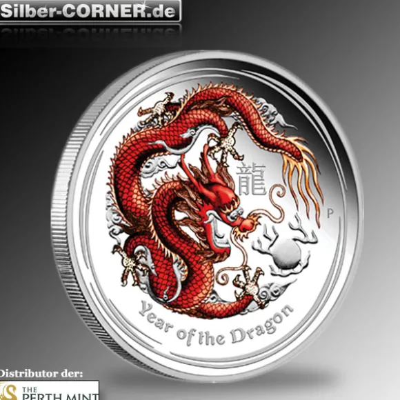 II Wahl Lunar II Drache 1/2 oz Silber farbig proof + Box +COA *