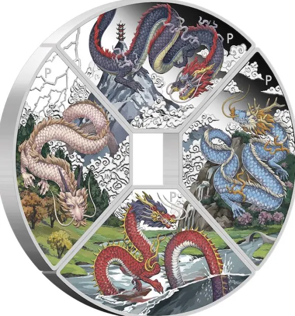 Jahr des Drachen Quadrant 4 Coin Set 2024