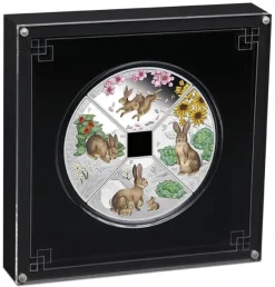 Jahr des Hasen - Quadrant - 4 x 1 Unze Silber Proof + Box +Zertifikat