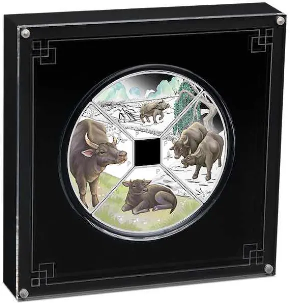 Jahr des Ochsen - Quadrant - 4 x 1 Unze Silber Proof +Box +COA*