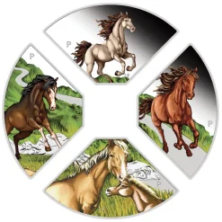 Jahr des Pferdes - Quadrant - 4 x 1 Unze Silber Proof 2026 + Box +Zertifikat