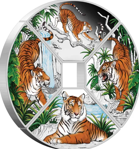 Jahr des Tigers - Quadrant - 4 x 1 Unze Silber Proof + Box +Zertifikat*
