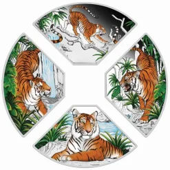 Jahr des Tigers - Quadrant - 4 x 1 Unze Silber Proof + Box +Zertifikat*