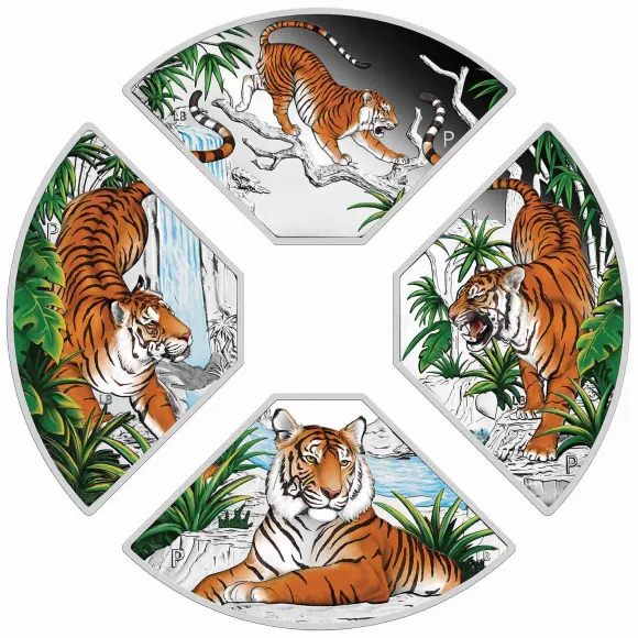 Jahr des Tigers - Quadrant - 4 x 1 Unze Silber Proof + Box +Zertifikat*