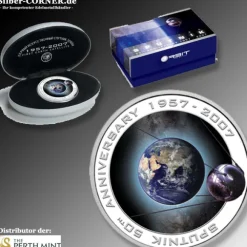 50 Jahre Sputnik 1 Unze Silber Proof 2007 +Box +COA*