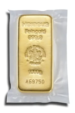 1 Kilogramm Heraeus Goldbarren gegossen