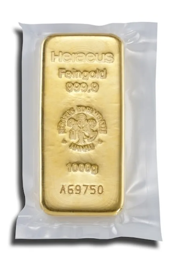 1 Kilogramm Heraeus Goldbarren gegossen