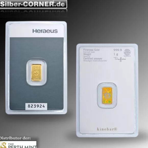 Kinebarren 1 Gramm Goldbarren Heraeus