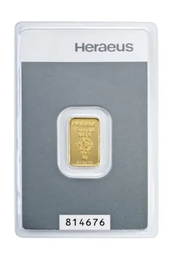 Kinebarren 2 Gramm Goldbarren Heraeus