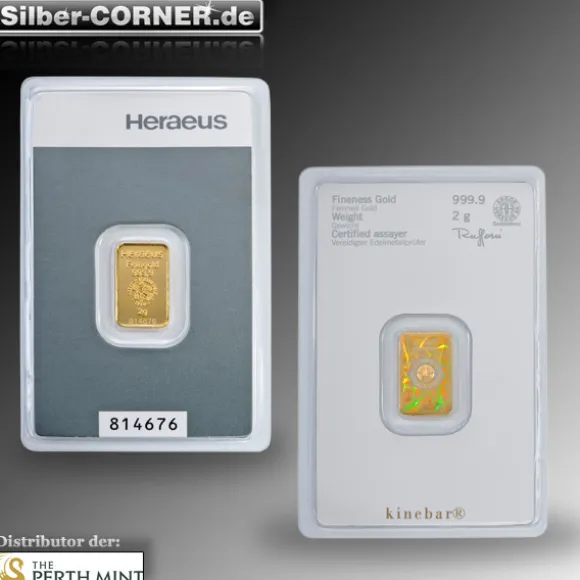 Kinebarren 2 Gramm Goldbarren Heraeus