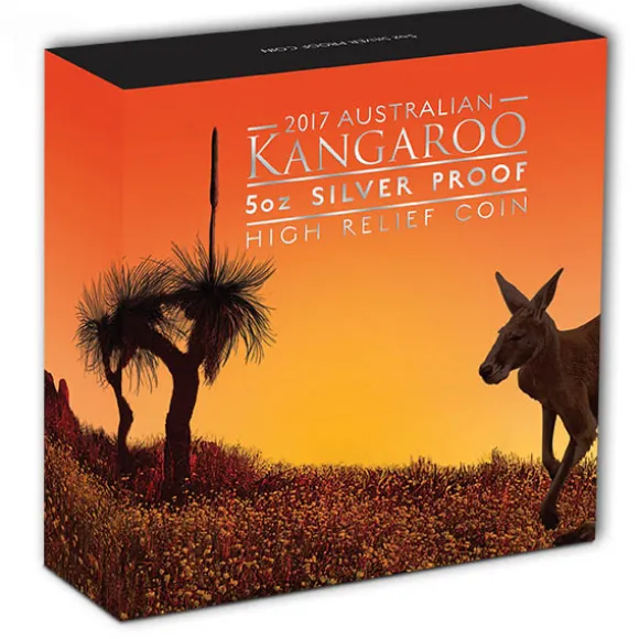 Känguru 5 Oz Silber High Relief 2017 + Box +COA*