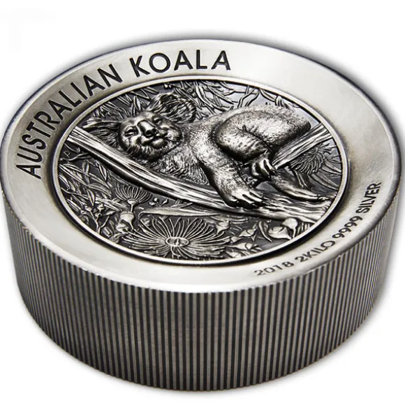 Koala 2 KG Silber - High Relief - Antik Finish 2018*