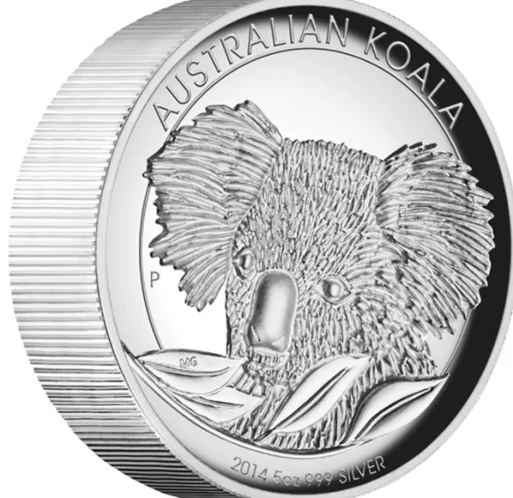 Koala 5 Unzen Silber High Relief 2014 + Box + CoA *