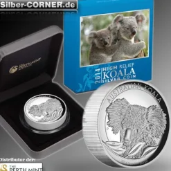 Koala 5 Unzen Silber High Relief 2014 + Box + CoA *