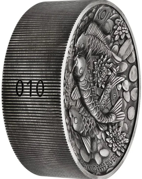 Koi Fish 2 KG Silber High Relief - Antik Finish 2023 + Box + COA*