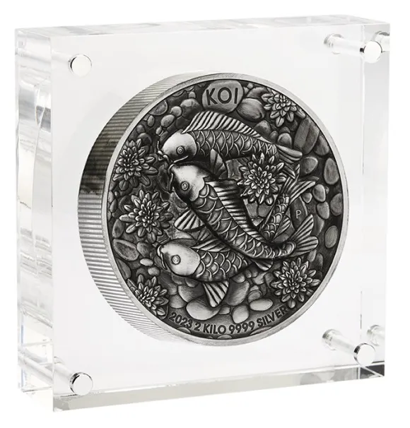 Koi Fish 2 KG Silber High Relief - Antik Finish 2023 + Box + COA*