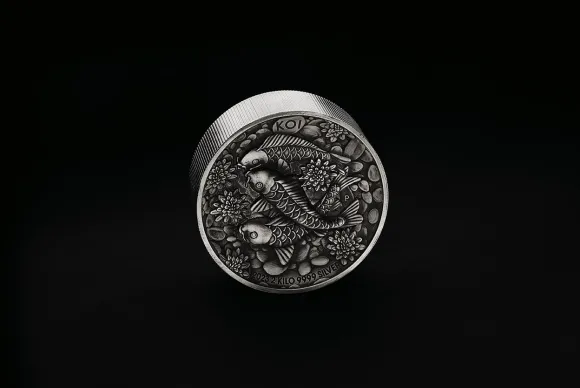 Koi Fish 2 KG Silber High Relief - Antik Finish 2023 + Box + COA*