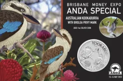 Kookaburra - Brisbane Expo - 1 Unze Silber Privy Mark Brolga 2023*