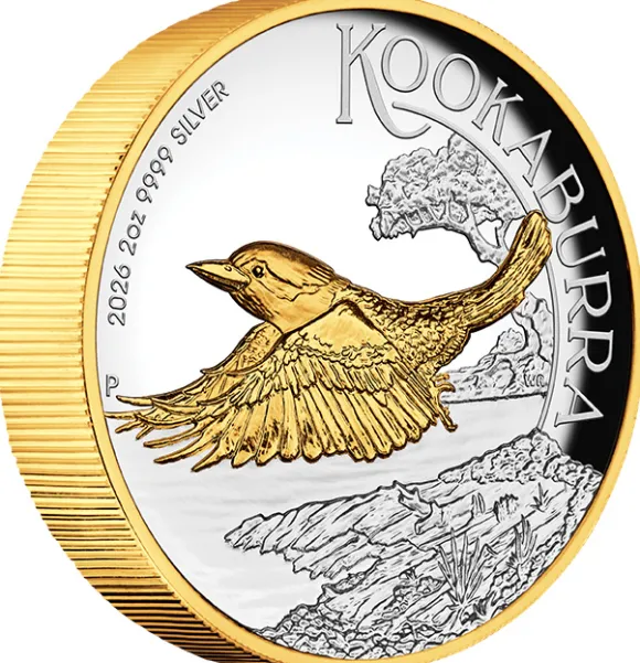 Kookaburra High Relief gilded 2 Oz Silber 2026 +Box +COA