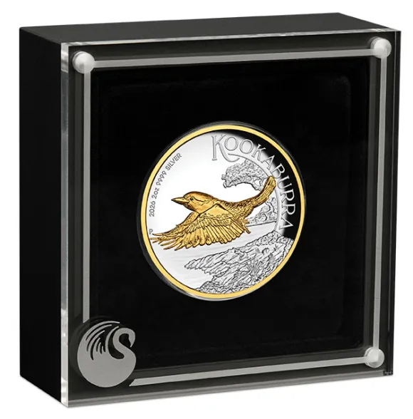 Kookaburra High Relief gilded 2 Oz Silber 2026 +Box +COA