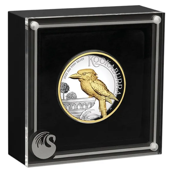 Kookaburra - High Relief - Gilded - 2 Unzen Silber 2022 +Box !! Zertifikat fehlt !! *