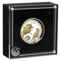 Kookaburra - High Relief - Gilded - 2 Unzen Silber 2023 +Box + CoA*