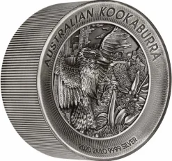 Kookaburra 2 KG Silber Antik Finish High Relief 2020 +Box +COA*