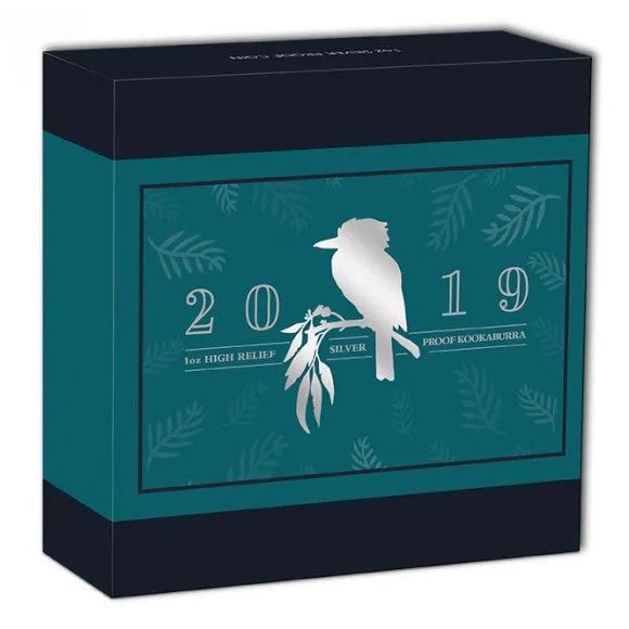 Kookaburra 1 Oz Silber High Relief 2019 +Box +COA*