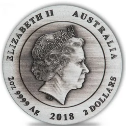 Kookaburra 2 Oz Silber High Relief - Antik Finish- 2018*
