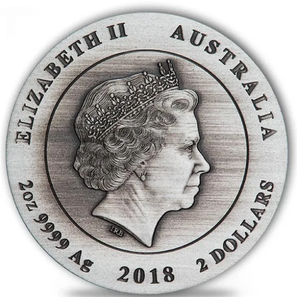 Kookaburra 2 Oz Silber High Relief - Antik Finish- 2018*