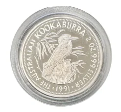 Kookaburra 2 Oz Silber Proof 1991 +Box +COA*