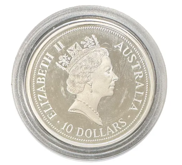 Kookaburra 2 Oz Silber Proof 1991 +Box +COA*