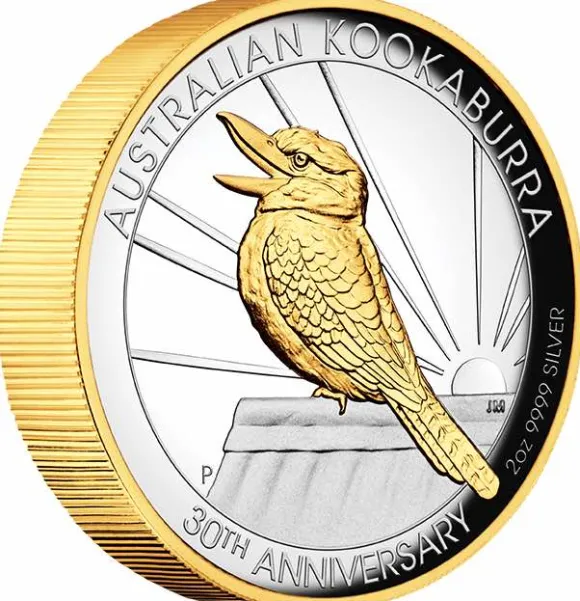 Kookaburra 2 Unzen Silber 2020 High Relief - Gilded - +Box*