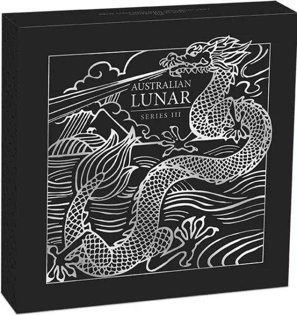 Lunar 3 - Drache - 1 KG Silber Privy Mark Gold 2024 + Box + COA*