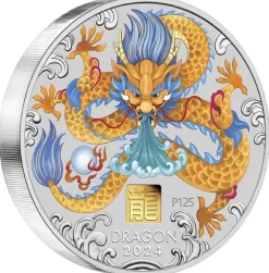 Lunar 3 - Drache - 1 KG Silber Privy Mark Gold 2024 + Box + COA*